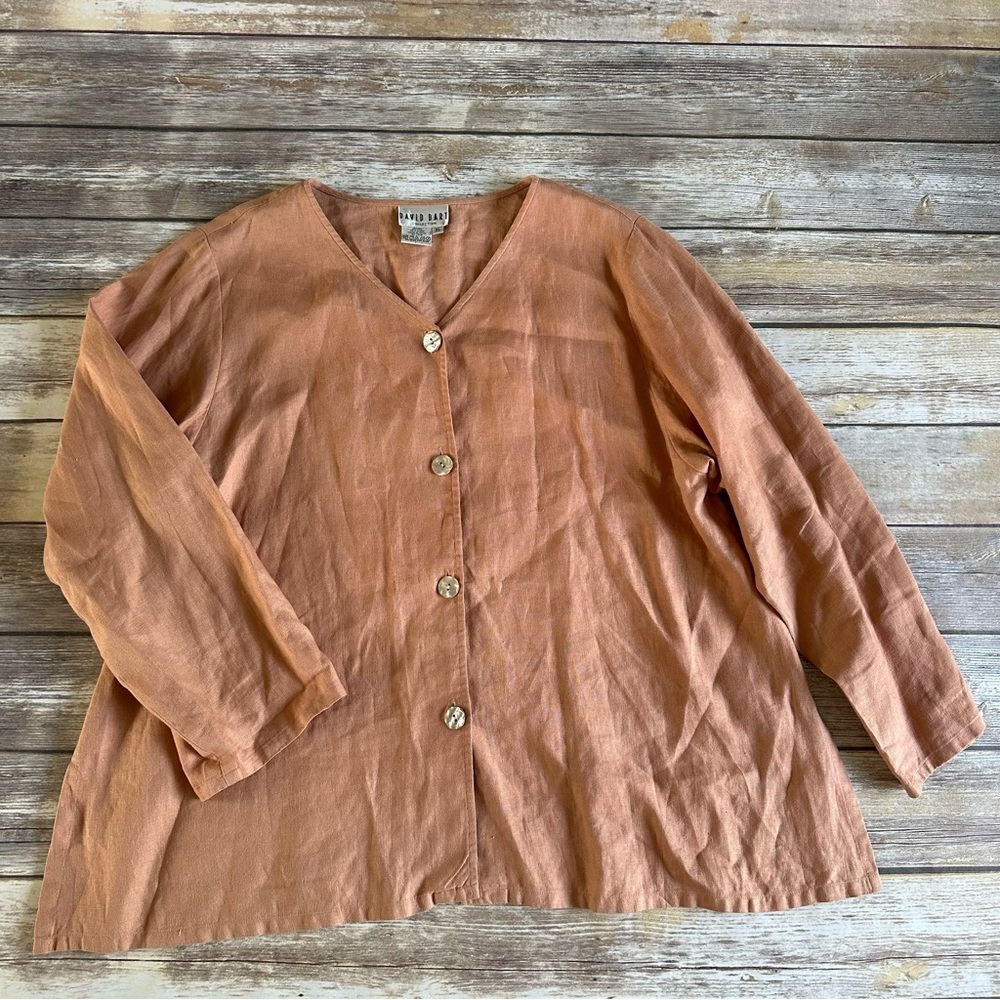 David Dart Collection 100% Linen Button Down Shir… - image 1